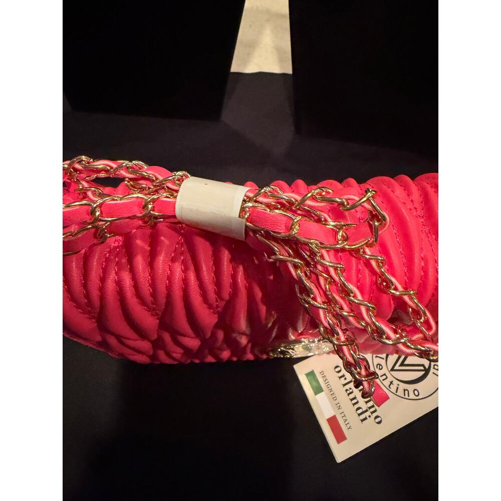 NWT Valentino Orlandi Quilted Vegan leather Pink Crossbody with gold hardware - Picture 8 of 9